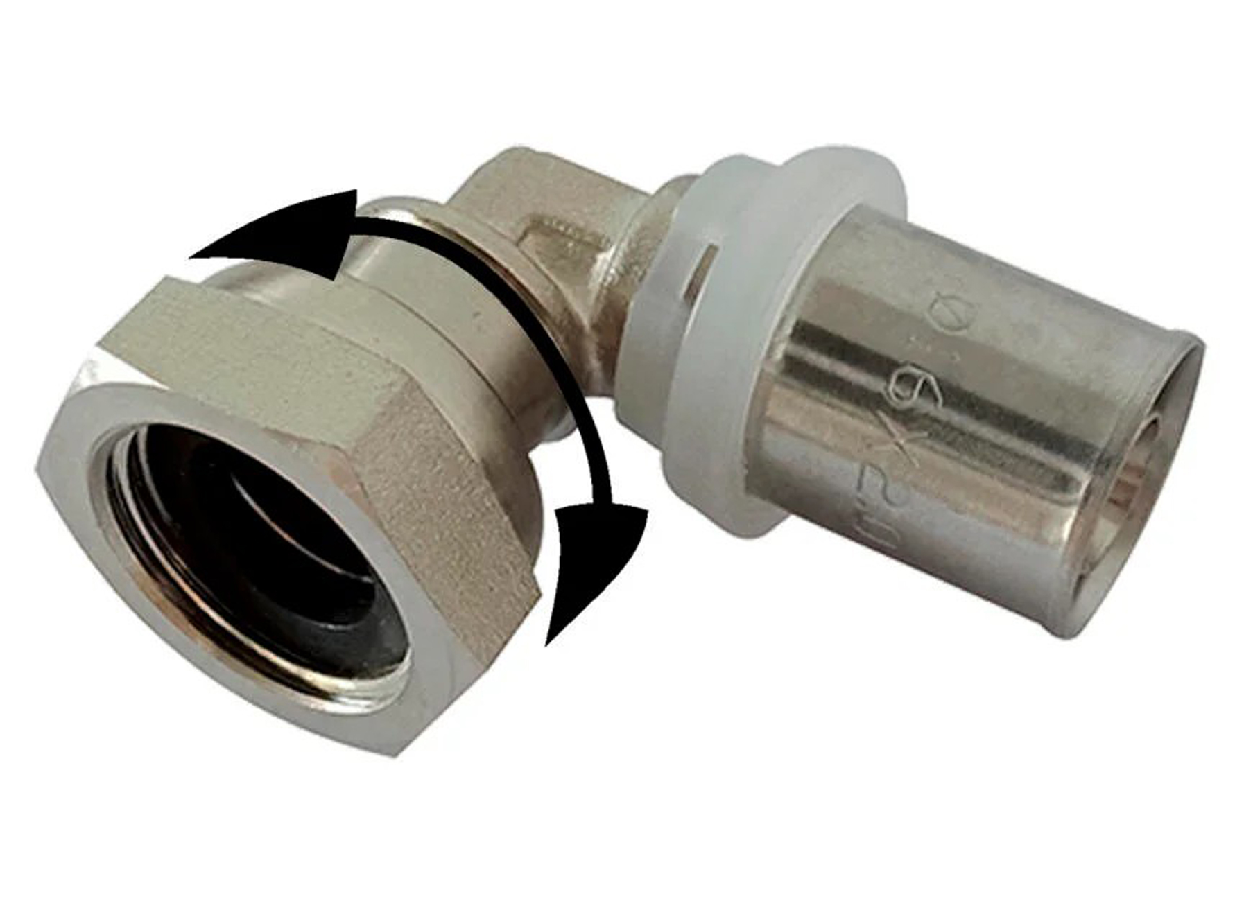 SANINSTAL RACCORD COUDE AVEC ECROU TOURNANT CHROME SERTIR/FIL INTERIEUR