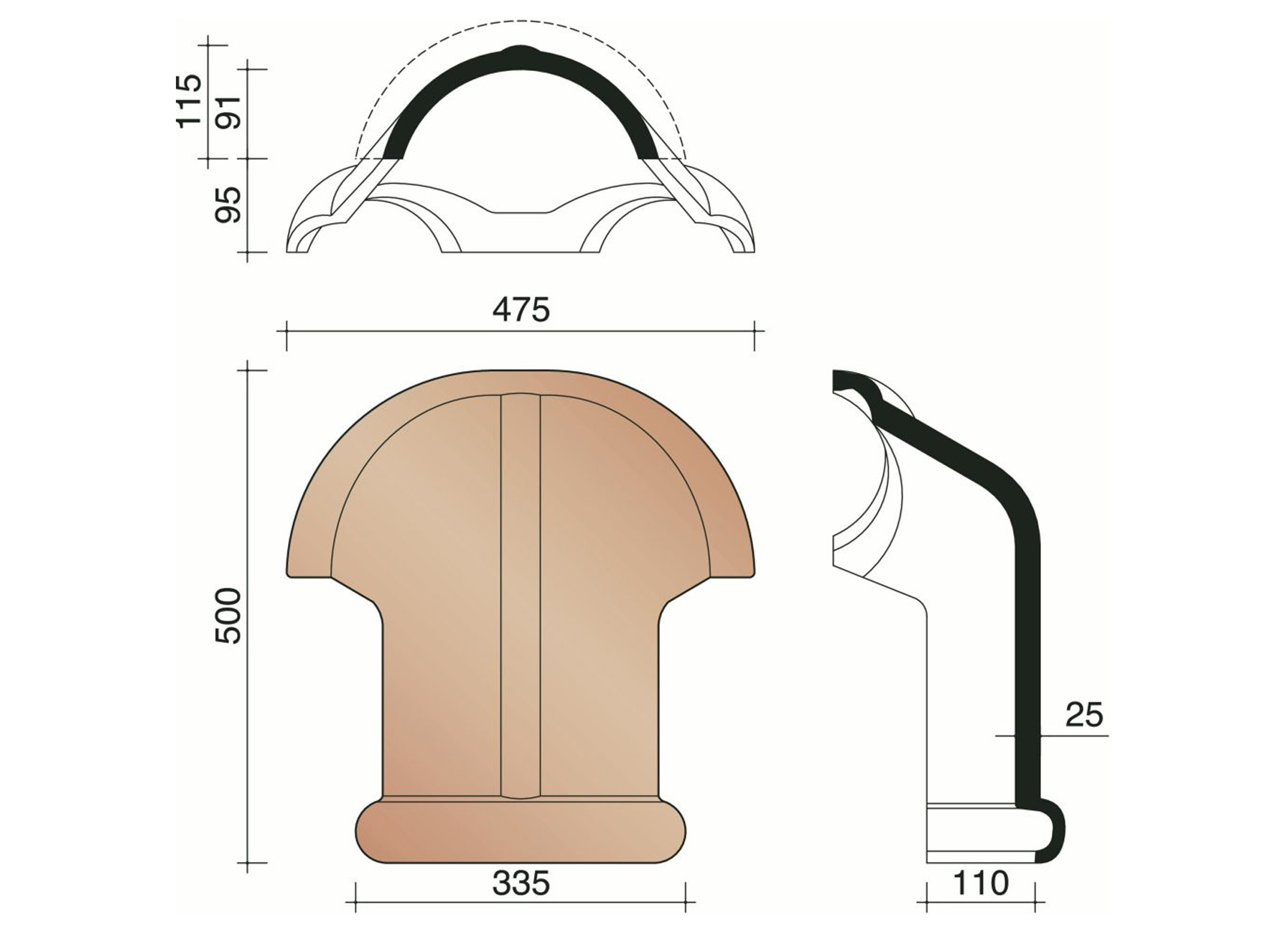 KORAMIC KERAMISCHE VORSTENHOEDEN  EN VERBINDINGSSTUKKEN POTTELBERG MODEL 5000
