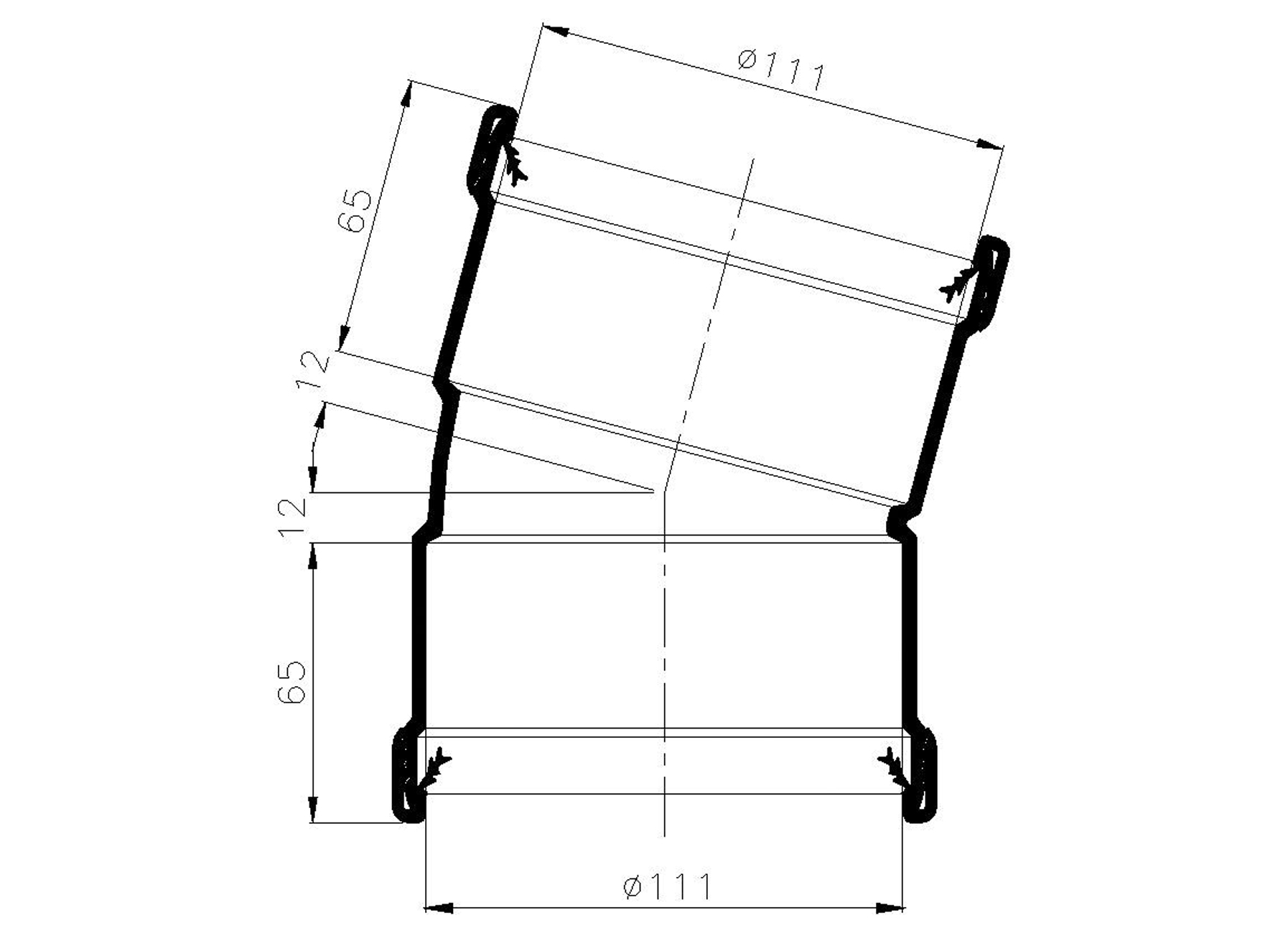 PVC COUDE BENOR SN8 GRIS 15° 2XFEMELLE Ø110