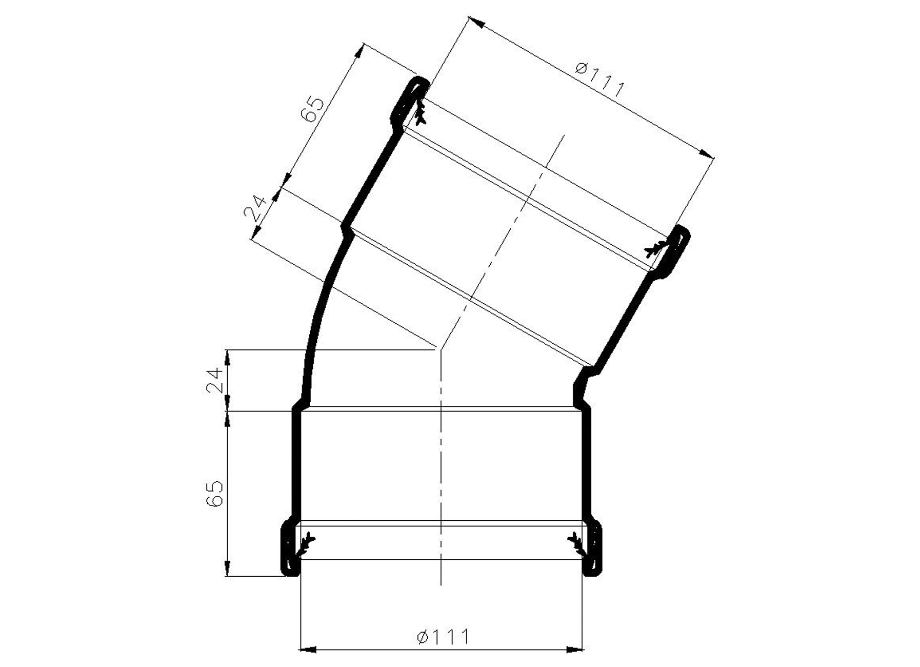PVC COUDE BENOR SN8 GRIS 30° 2XFEMELLE
