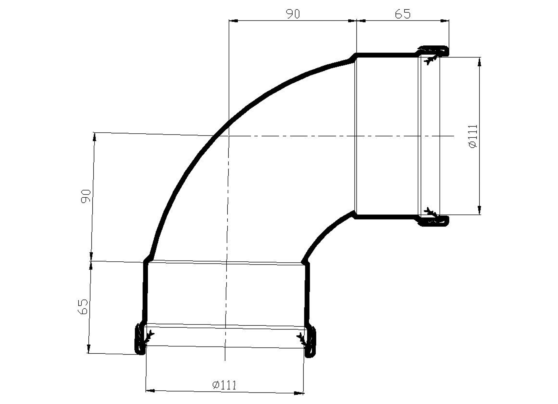 PVC COUDE BENOR SN8 GRIS 88° 2XFEMELLE Ø110