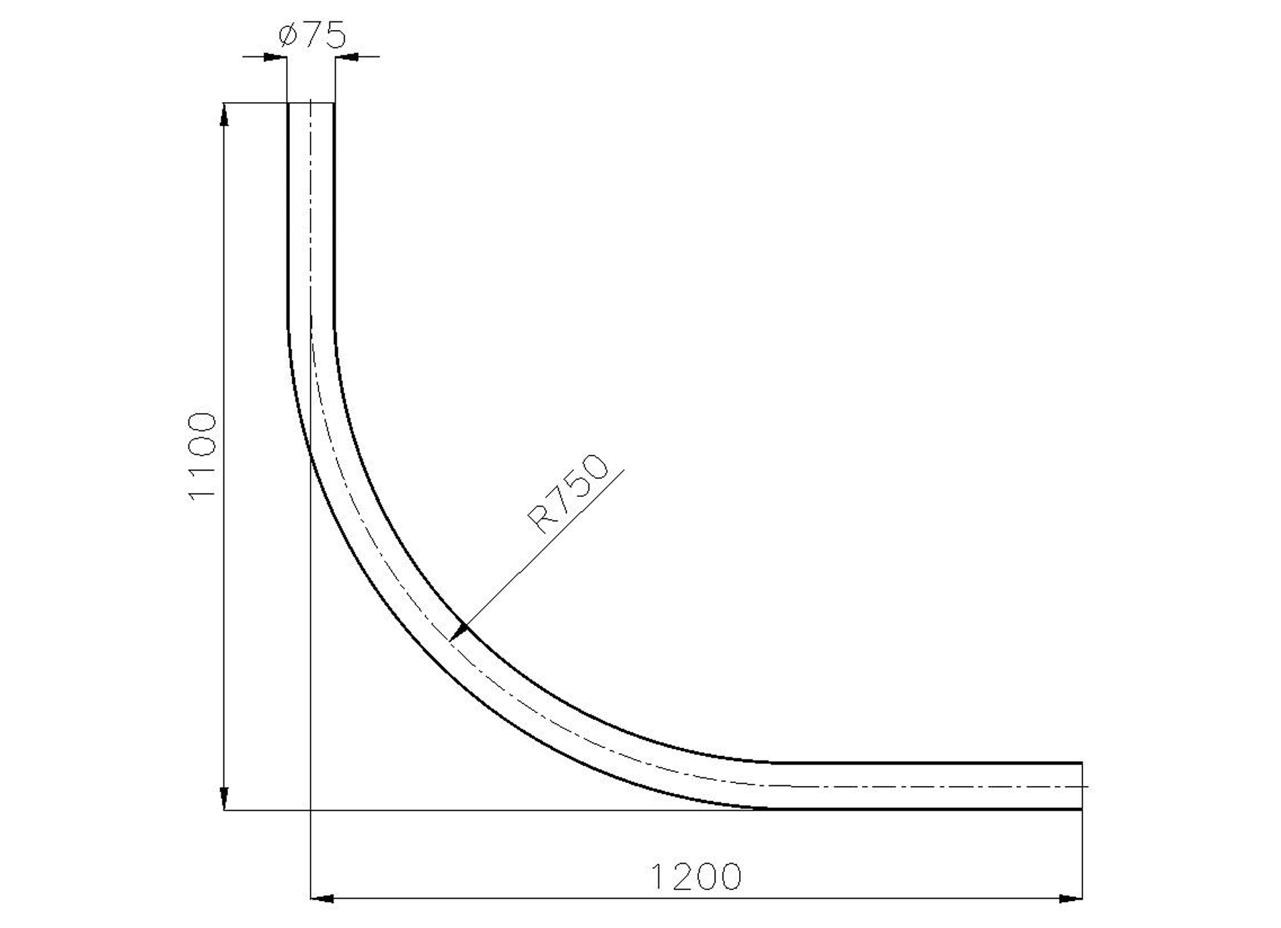 PVC DOORVOERBOCHT GRIJS 90° Ø75 1100X1200 R750
