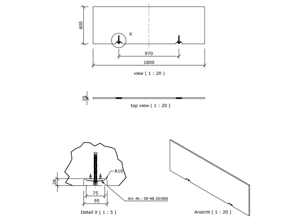 BADOMBOUW LANGSELEMENT 1800X600X20MM